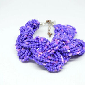 Purple Seed Bead Braided Bracelet